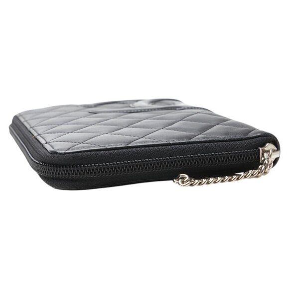 CHANEL Black Lambskin Leather Logo Wallet - Picture 4 of 16